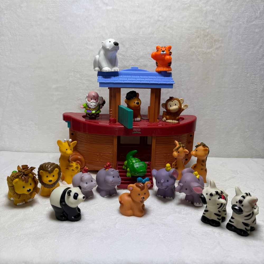 VTG 2002 Fisher Price Little People Noahs Ark Play Set Animals Figures‎